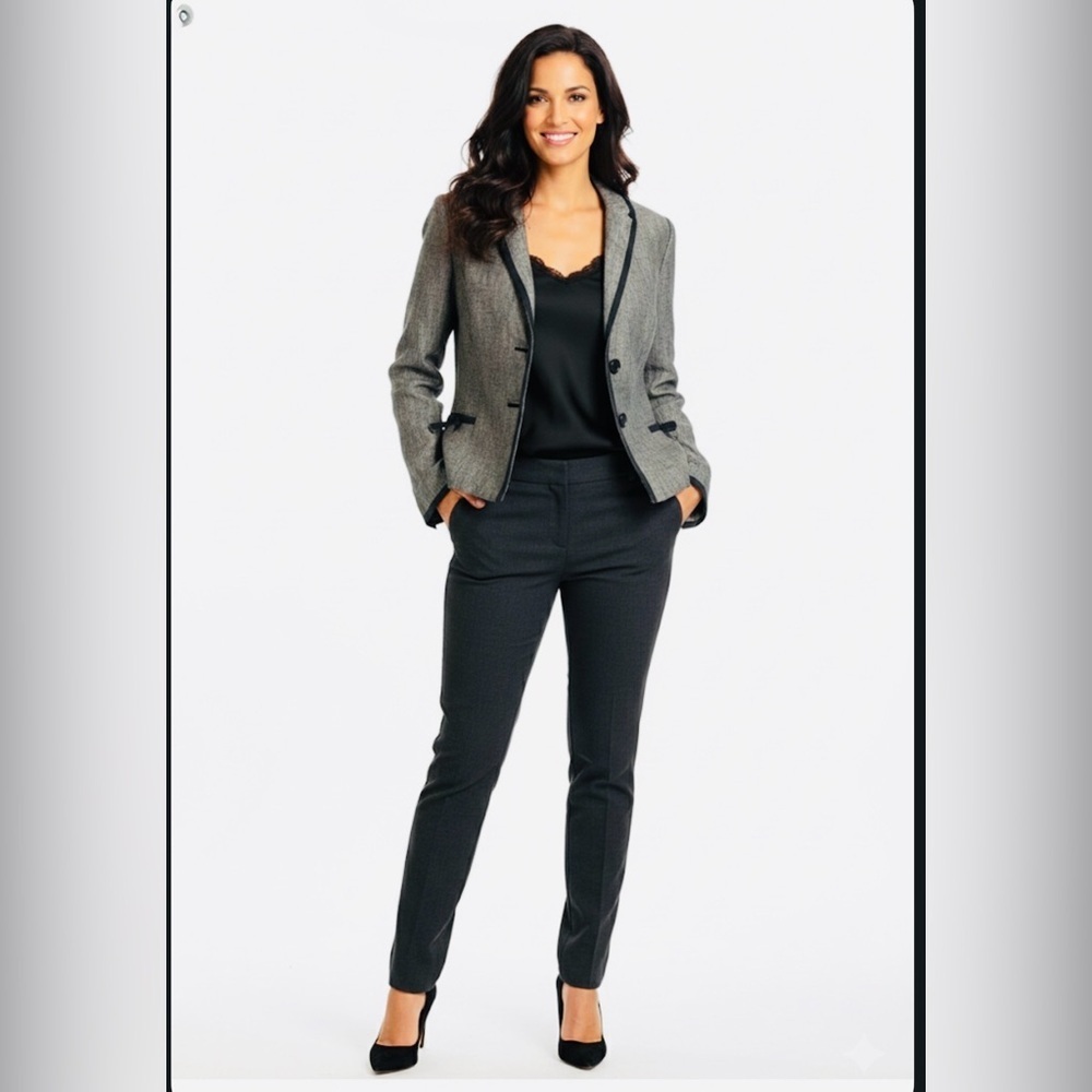 Max Studio Elegant Gray Linen-Blend Blazer – Size 8
